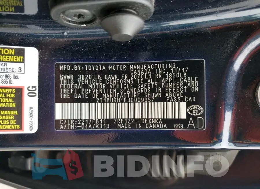 2T1BURHE8JC009957 Photo# 12