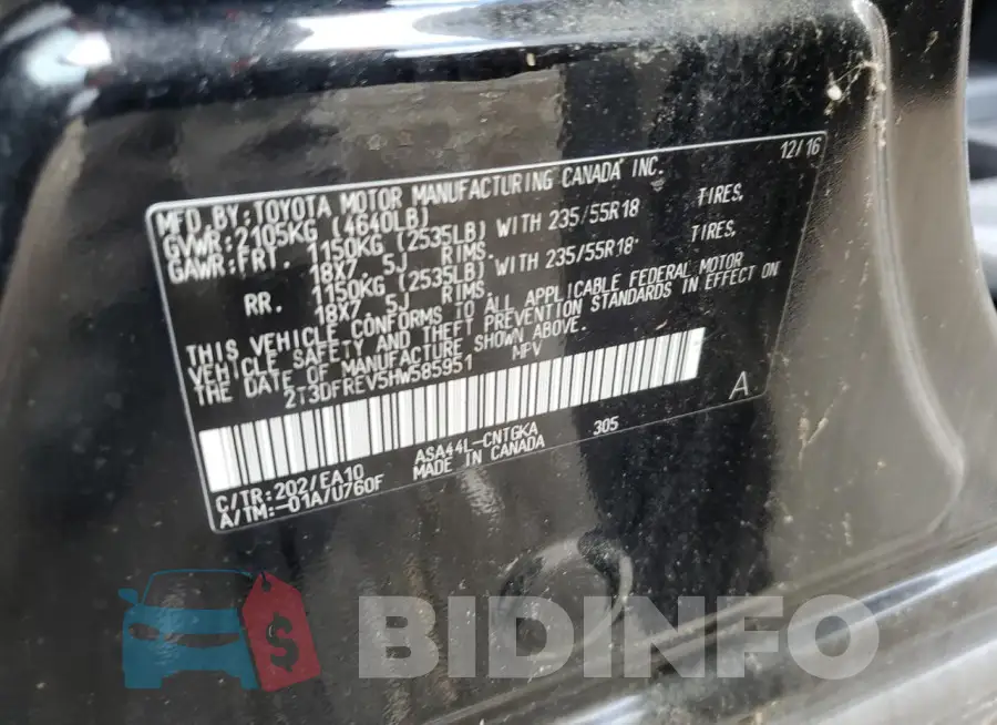 2T3DFREV5HW585951 Photo# 12