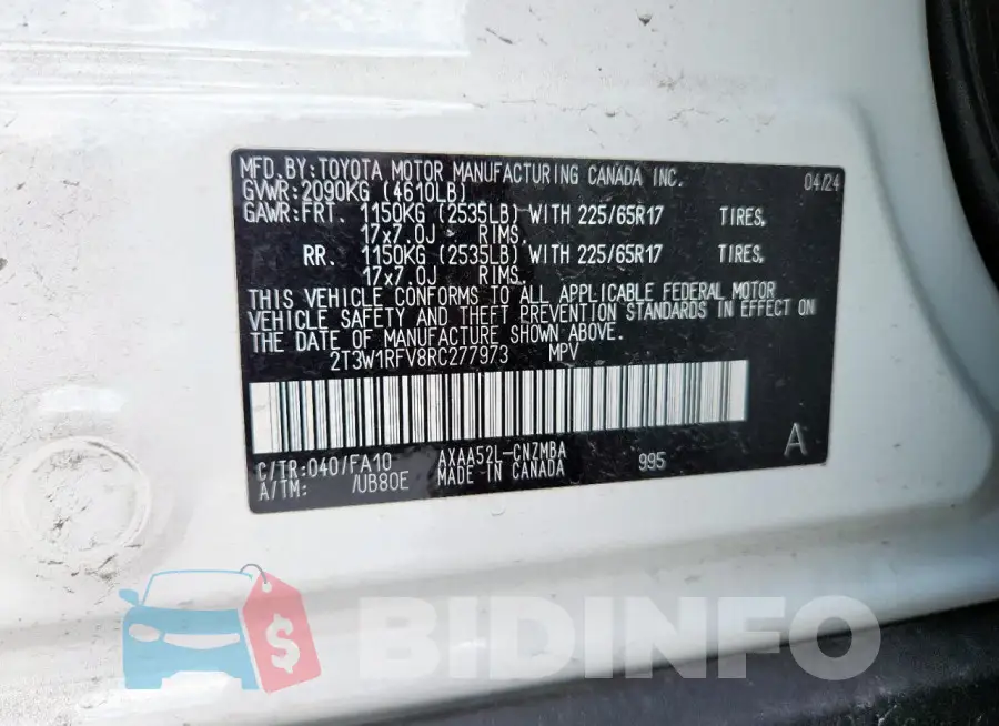 2T3W1RFV8RC277973 Photo# 14
