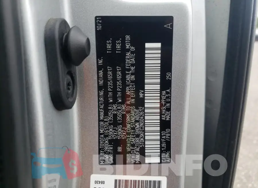 5TDKSKFC2NS042612 Photo# 13