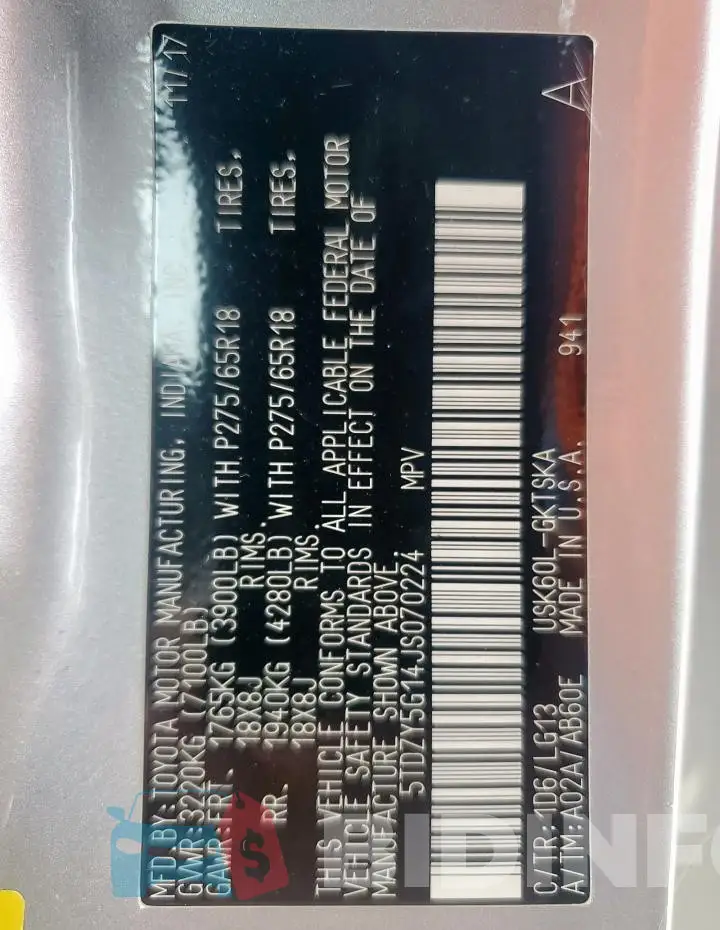 5TDZY5G14JS070224 Photo# 13