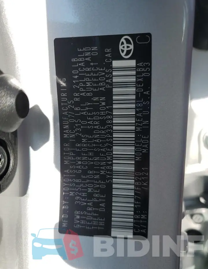 5YFB4MDE7SP338871 Photo# 13