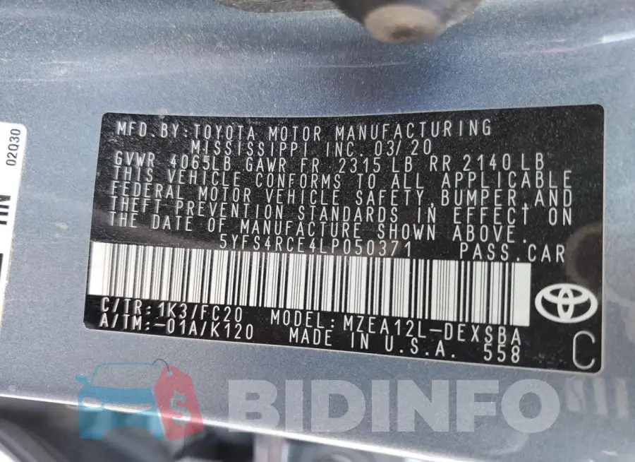 5YFS4RCE4LP050371 Photo# 13