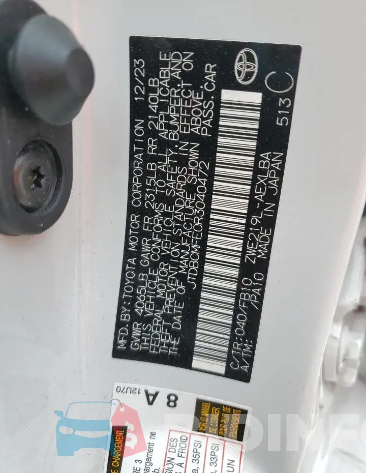 JTDBCMFE0R3040472 Photo# 12