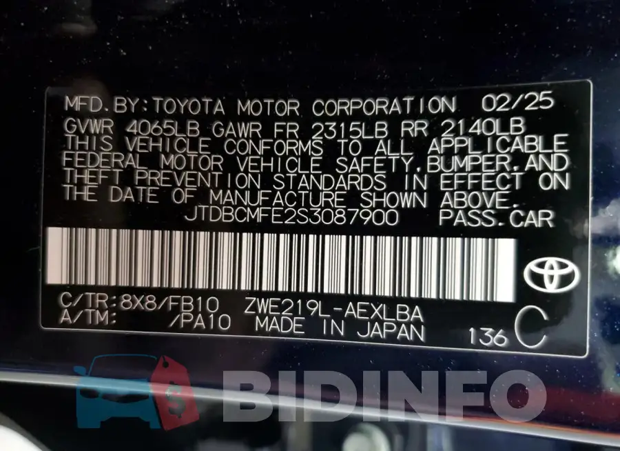 JTDBCMFE2S3087900 Photo# 12