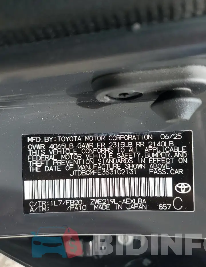 JTDBCMFE3S3102131 Photo# 12
