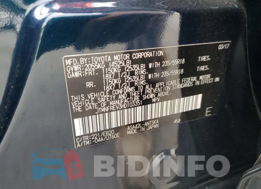 JTMNFREV3HD103351 Photo# 12