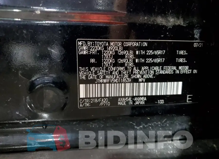 JTMRWRFV5MD118539 Photo# 14