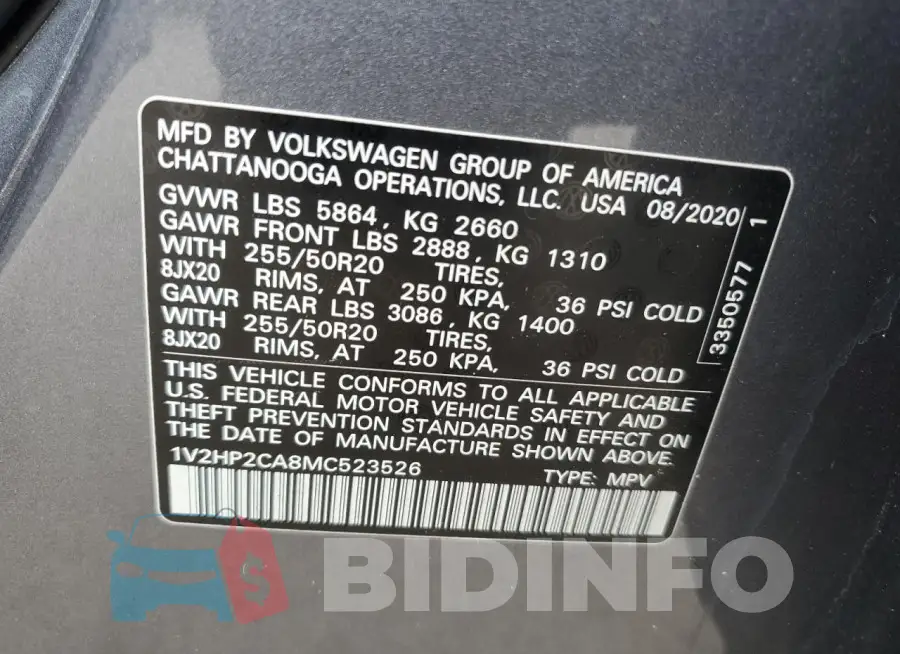 1V2HP2CA8MC523526 Photo# 13