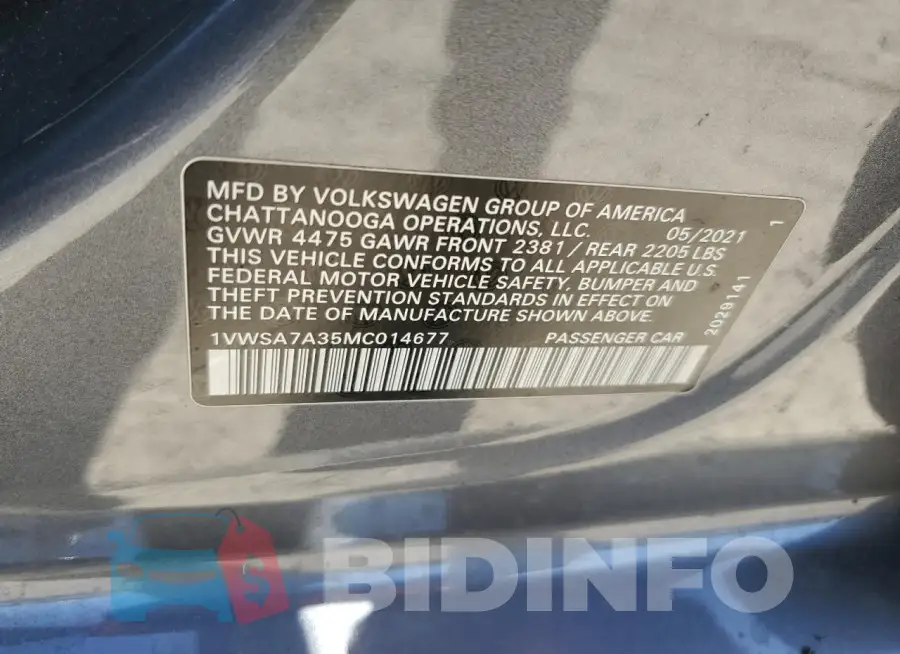 1VWSA7A35MC014677 Photo# 12