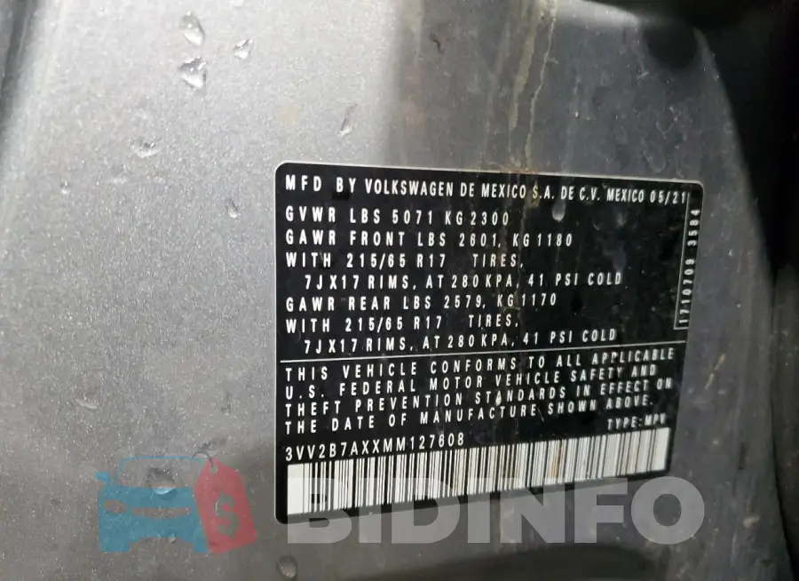 3VV2B7AXXMM127608 Photo# 13