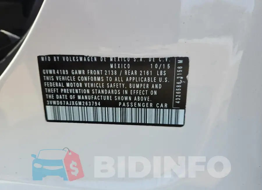 3VWD67AJXGM263794 Photo# 12