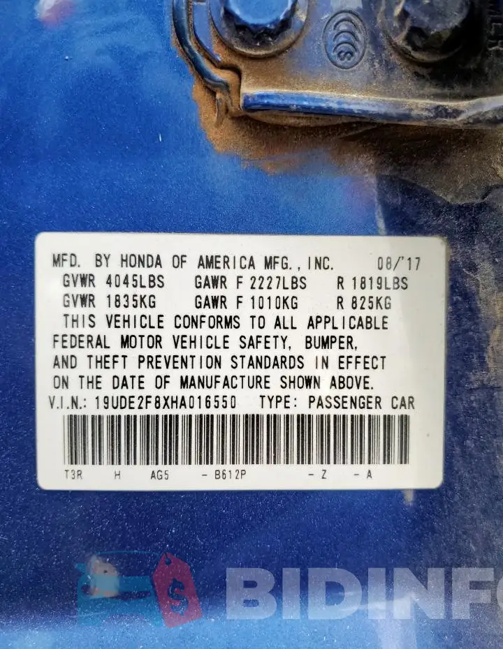 19UDE2F8XHA016550 Photo# 12