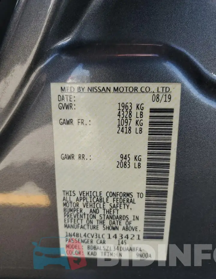 1N4BL4CV3LC143421 Photo# 13