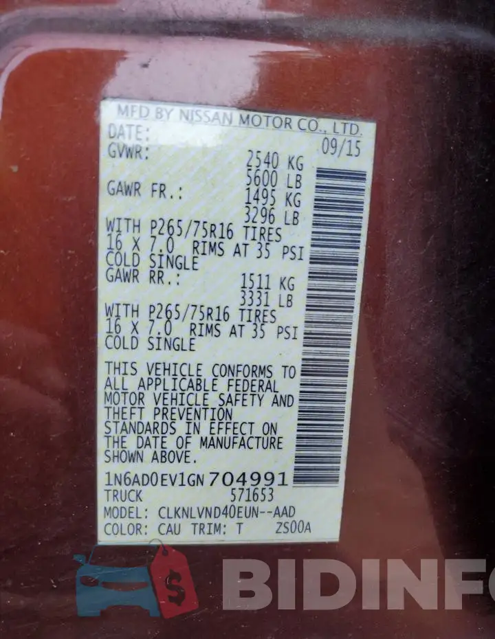 1N6AD0EV1GN704991 Photo# 12