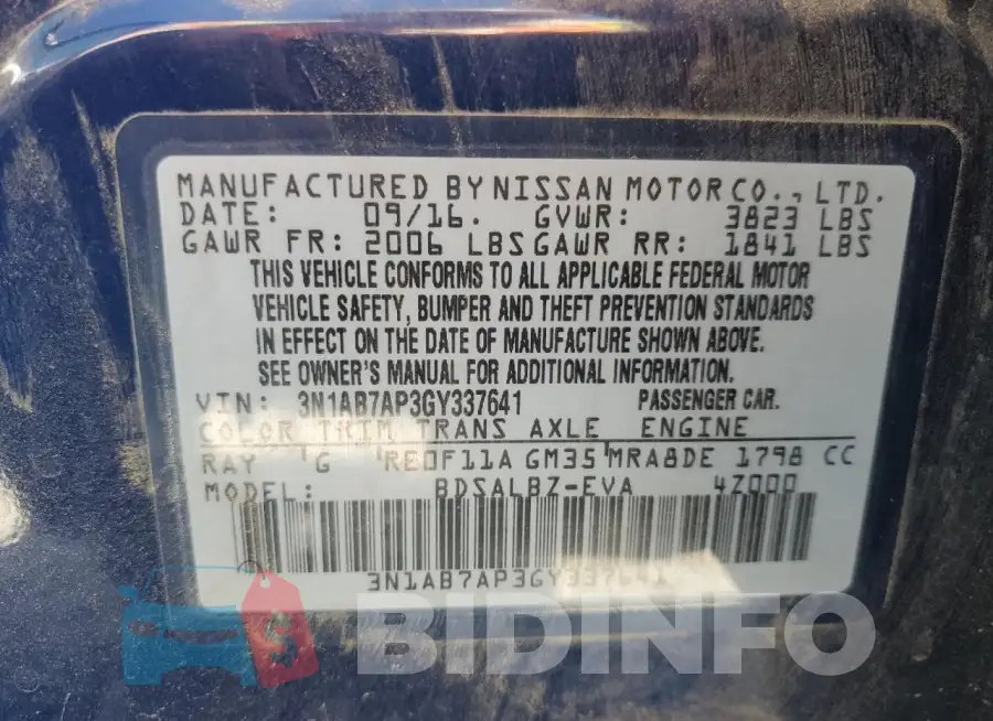 3N1AB7AP3GY337641 Photo# 12