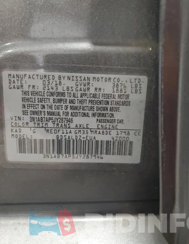 3N1AB7AP5JY287946 Photo# 12