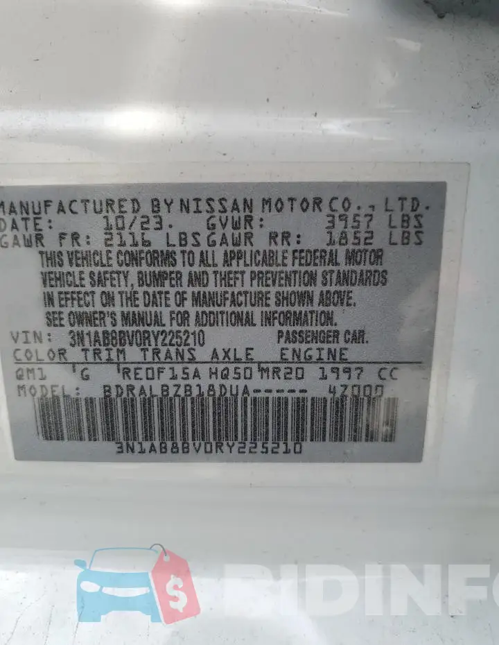 3N1AB8BV0RY225210 Photo# 13