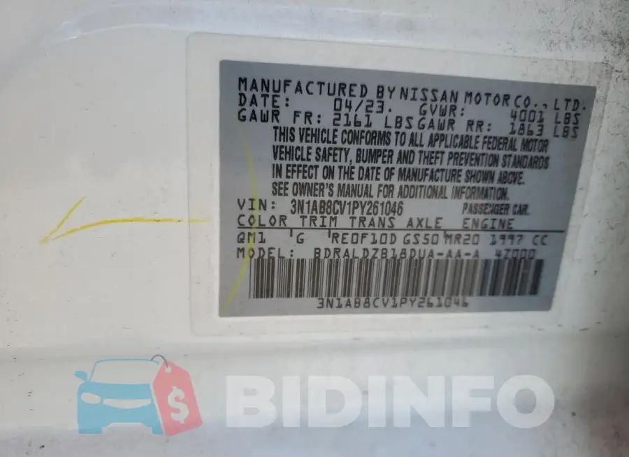 3N1AB8CV1PY261046 Photo# 12