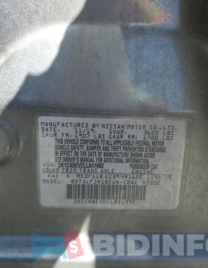 3N1CN8EV2LL841992 Photo# 12