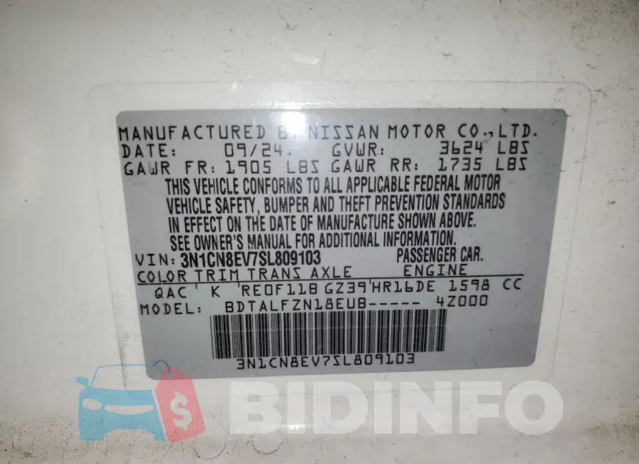 3N1CN8EV7SL809103 Photo# 12