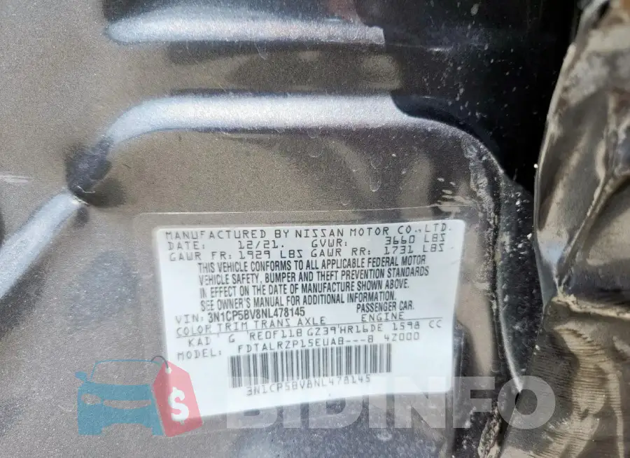 3N1CP5BV8NL478145 Photo# 13
