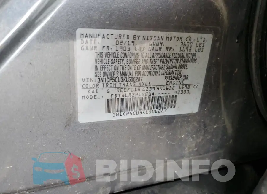 3N1CP5CU3KL506287 Photo# 12