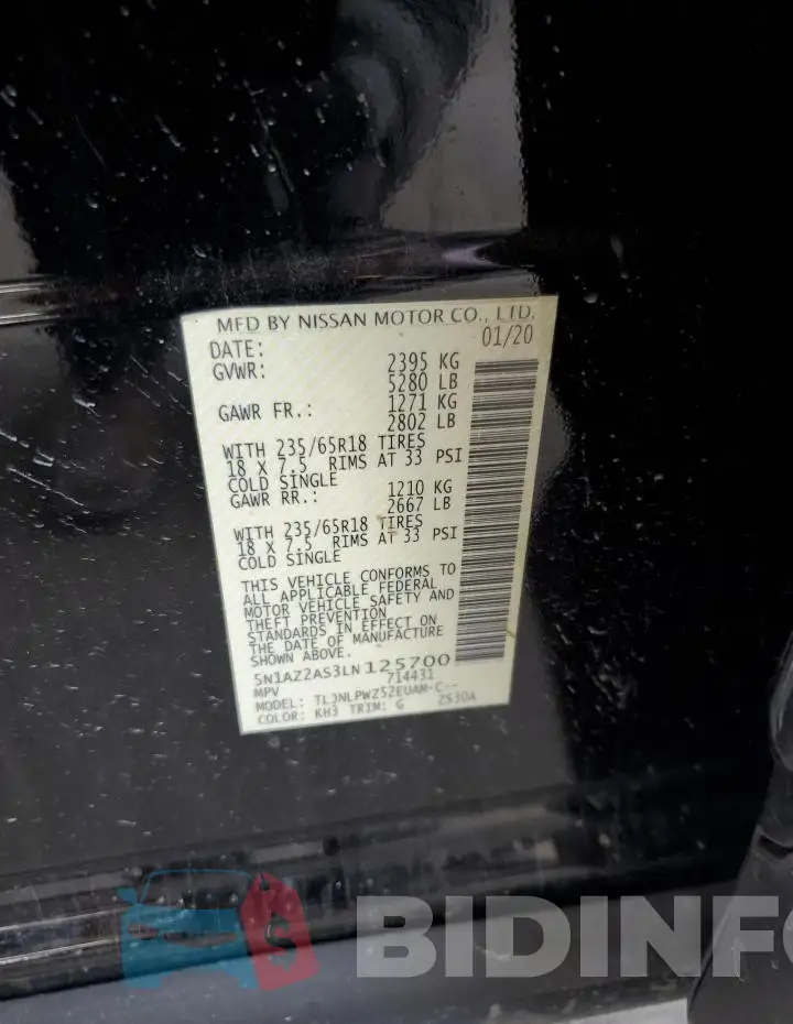5N1AZ2AS3LN125700 Photo# 13