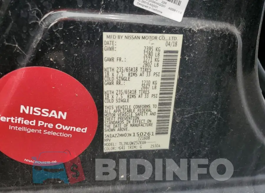 5N1AZ2MH0JN150261 Photo# 13