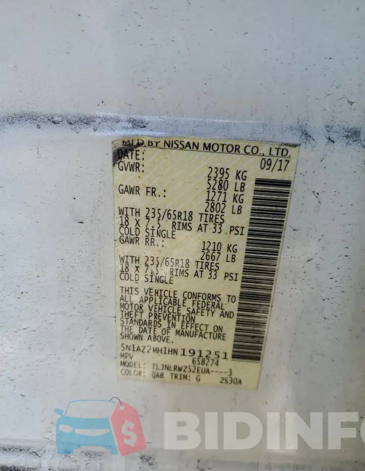 5N1AZ2MH1HN191251 Photo# 13