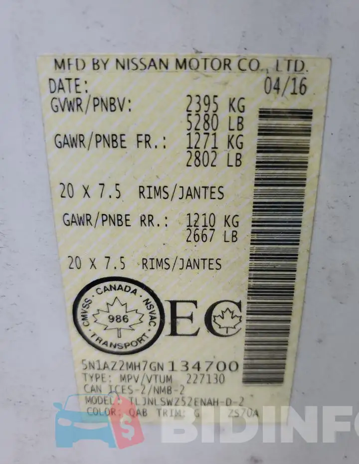 5N1AZ2MH7GN134700 Photo# 13
