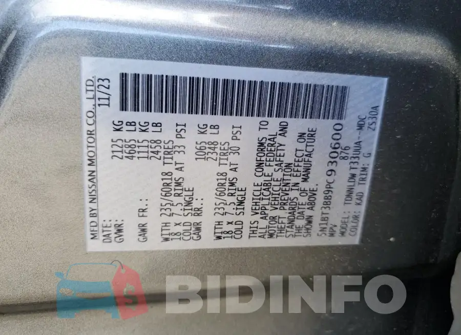 5N1BT3BB9PC930600 Photo# 14