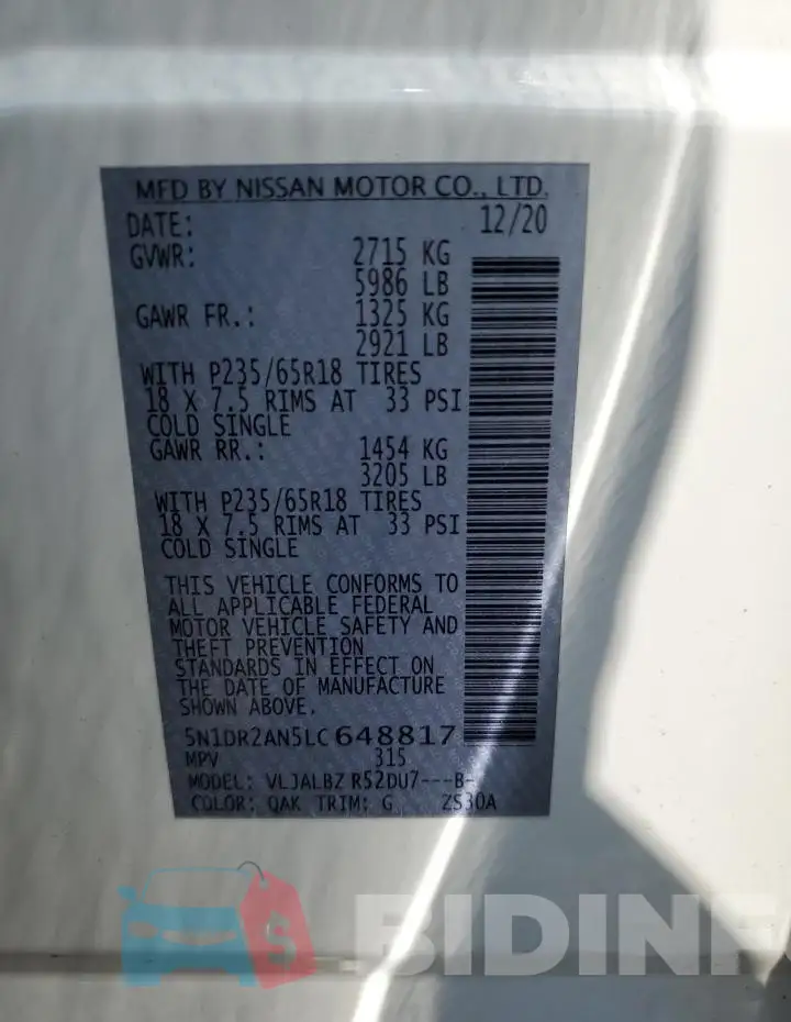 5N1DR2AN5LC648817 Photo# 14