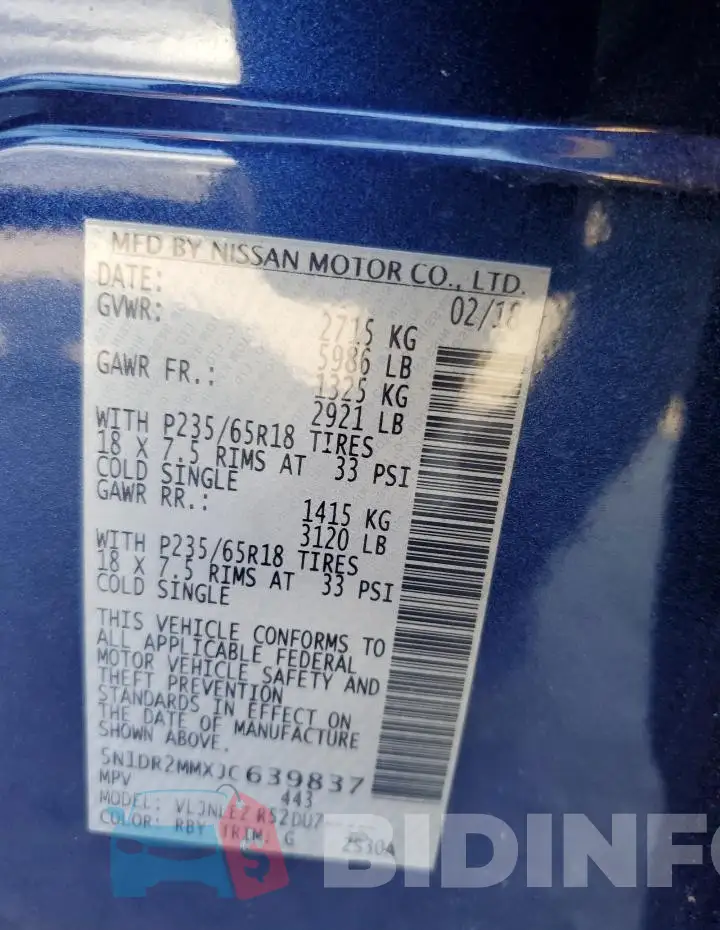 5N1DR2MMXJC639837 Photo# 13