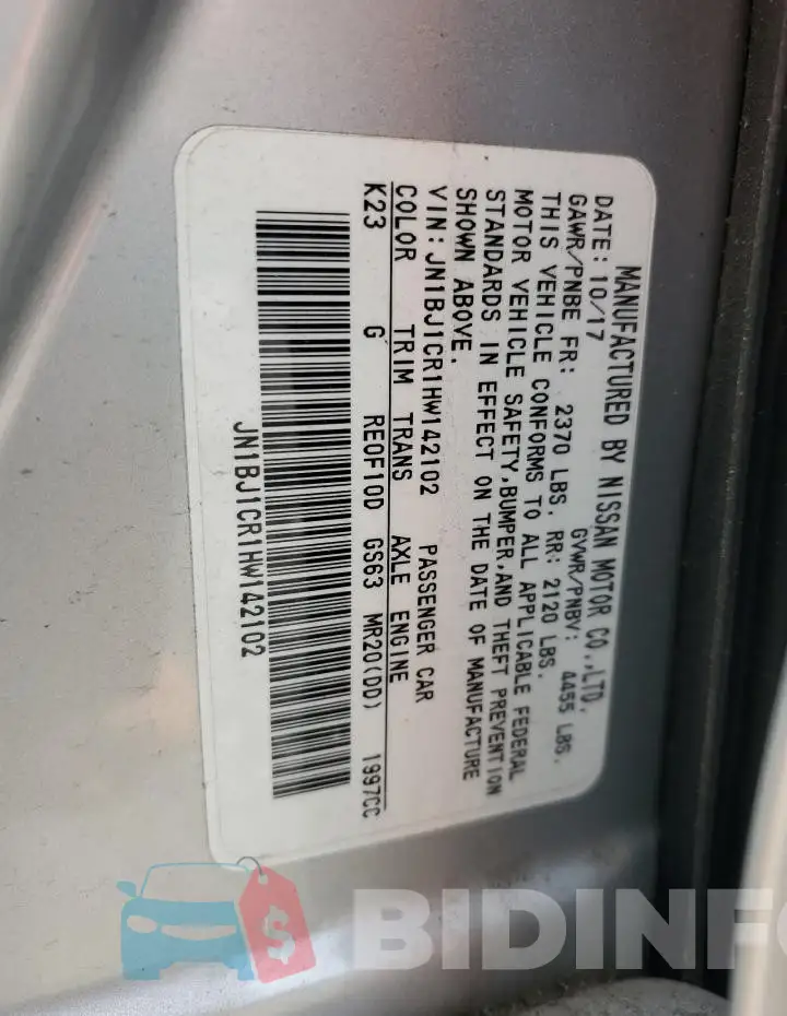 JN1BJ1CR1HW142102 Photo# 13