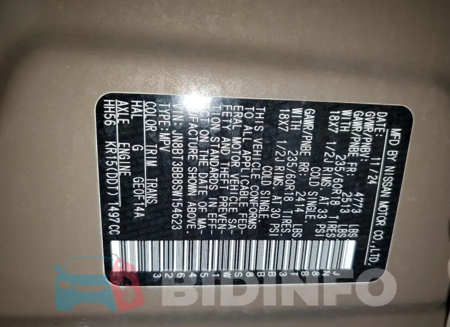 JN8BT3BB8SW154623 Photo# 13