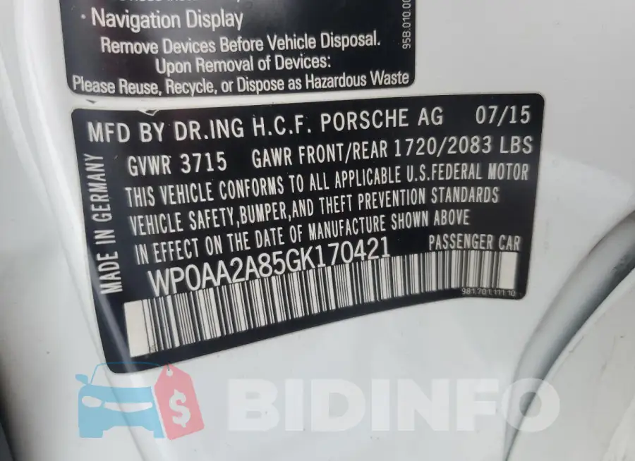 WP0AA2A85GK170421 Photo# 13