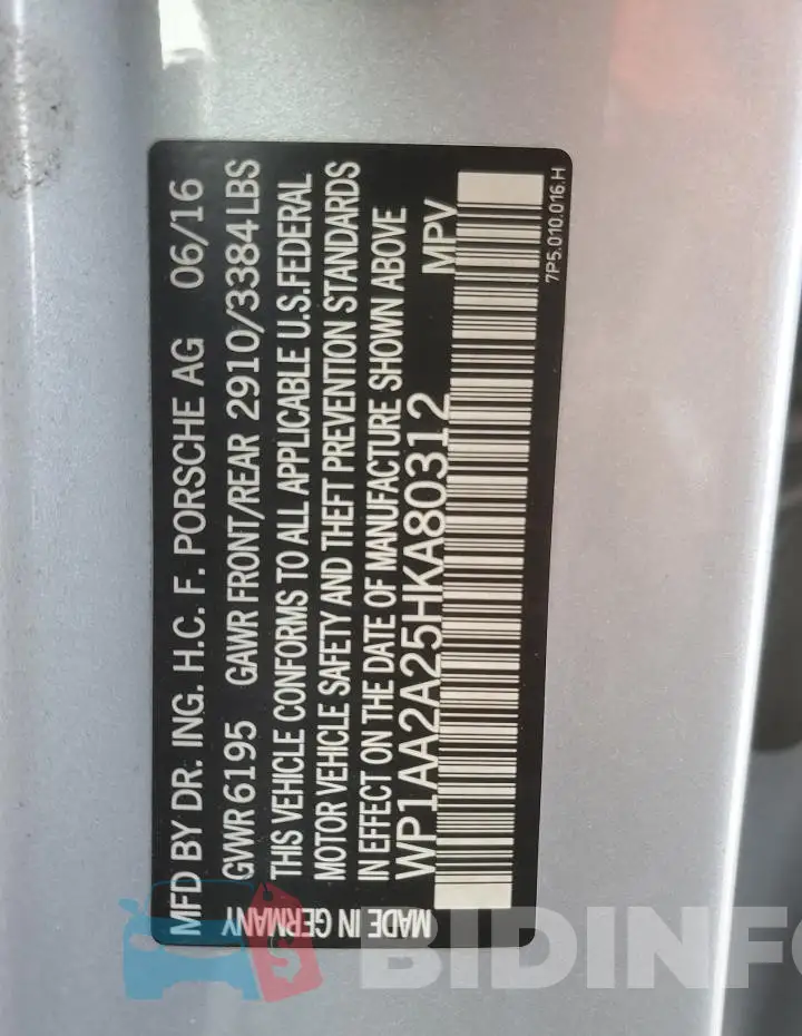 WP1AA2A25HKA80312 Photo# 13
