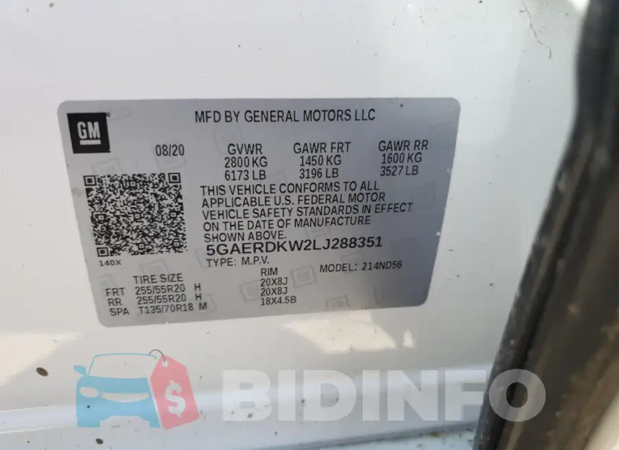 5GAERDKW2LJ288351 Photo# 14