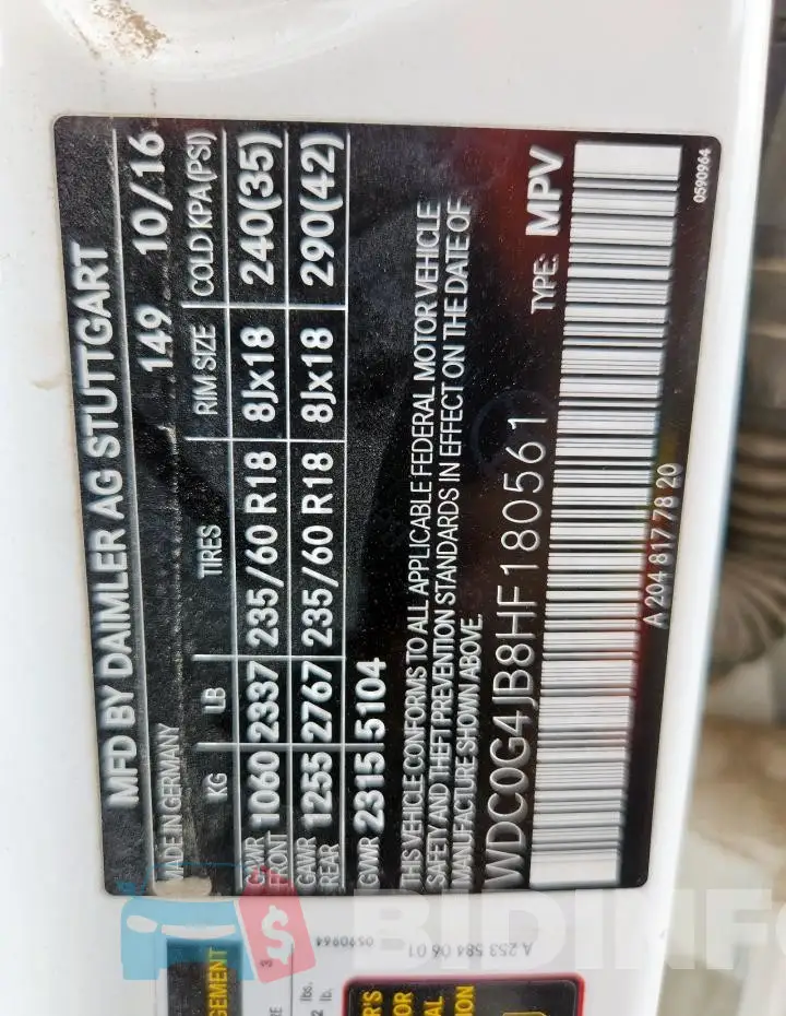 WDC0G4JB8HF180561 Photo# 14