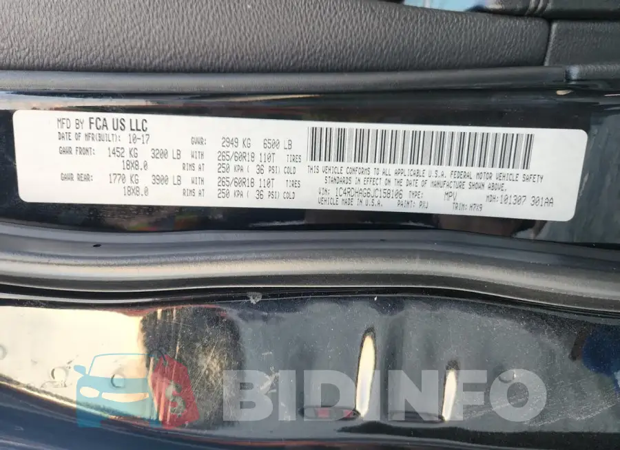 1C4RDHAG6JC158106 Photo# 13