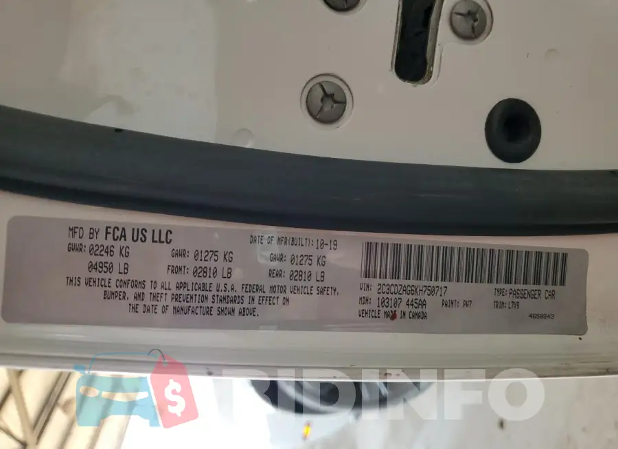 2C3CDZAG6KH750717 Photo# 12