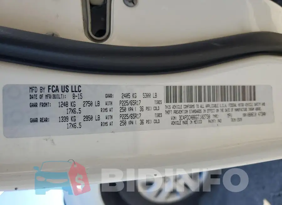 3C4PDCAB6GT102730 Photo# 13