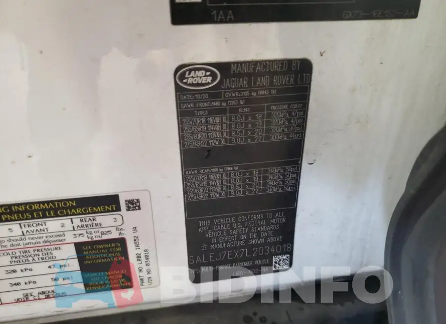SALEJ7EX7L2034018 Photo# 12