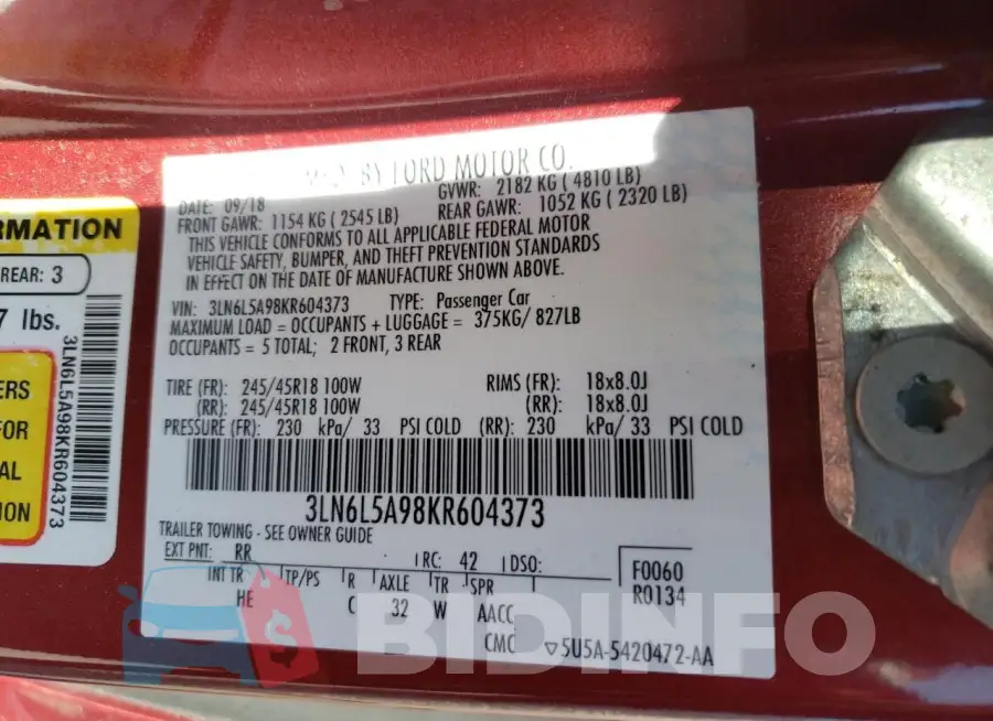 3LN6L5A98KR604373 Photo# 12