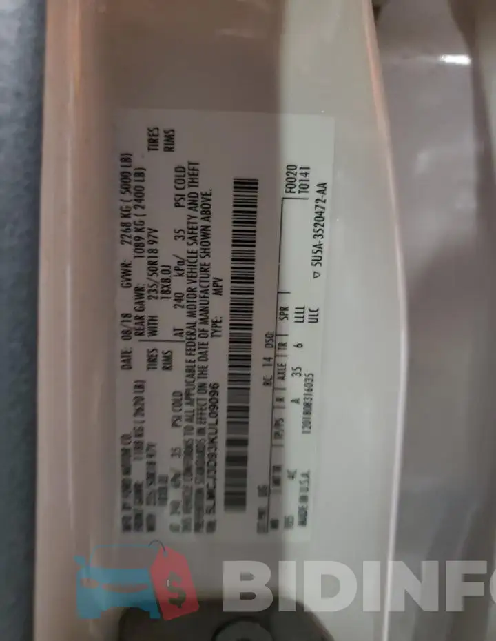 5LMCJ3D93KUL09096 Photo# 13