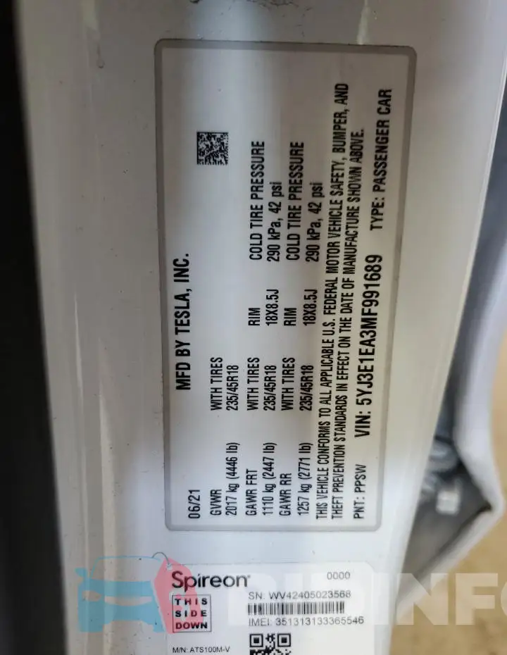 5YJ3E1EA3MF991689 Photo# 12