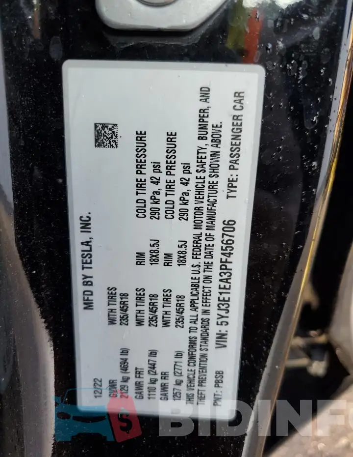 5YJ3E1EA3PF456706 Photo# 13