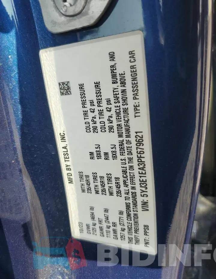 5YJ3E1EA3PF679621 Photo# 13
