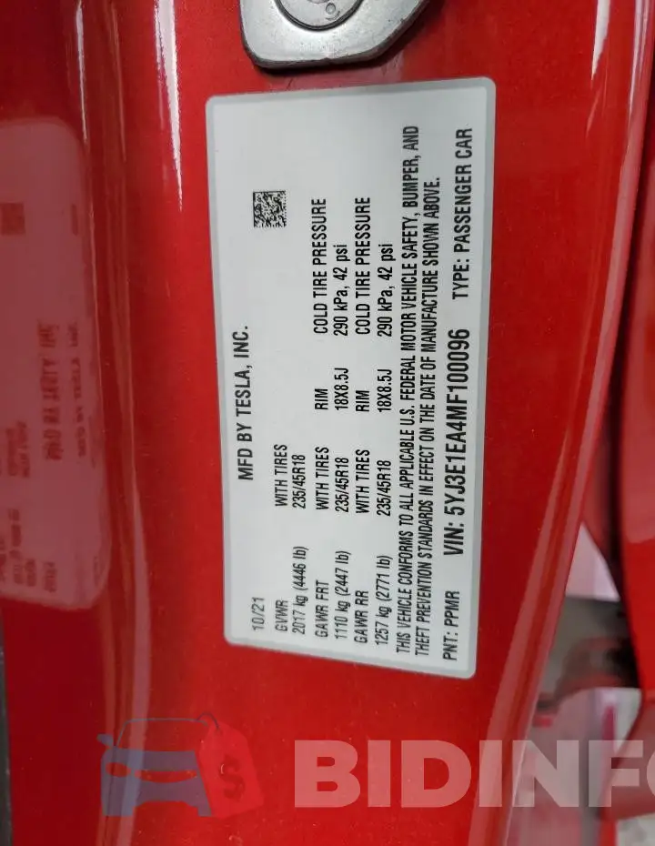 5YJ3E1EA4MF100096 Photo# 12